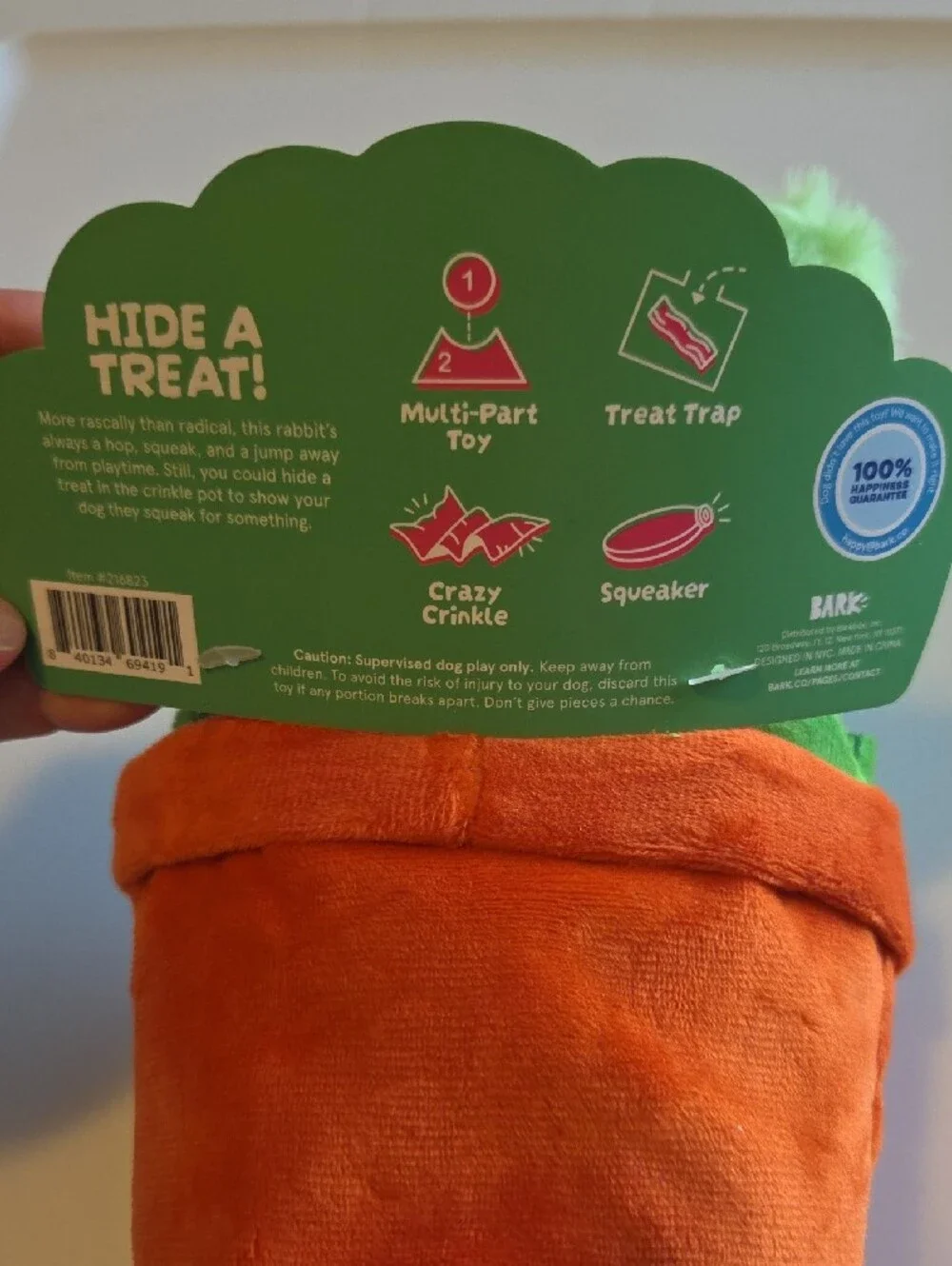 💰 3 For $35 Bark Box - Hana The Hippie Hopper - Lime Green Bunny in Orange Pot